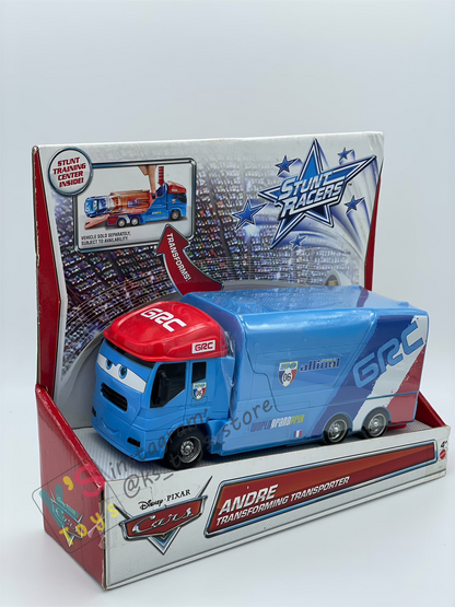 DISNEY PIXAR CARS BY MATTEL "ANDRE TRANSFORMING TRANSPORTER" STUNT RACERS SERIES - BNIP