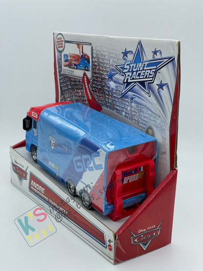 DISNEY PIXAR CARS BY MATTEL "ANDRE TRANSFORMING TRANSPORTER" STUNT RACERS SERIES - BNIP