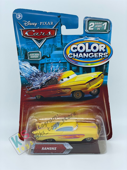 COLOR CHANGERS Disney Pixar Cars by MATTEL, RAMONE (RED/YELLOW) - 2 PAINT JOBS IN 1 - BNIP