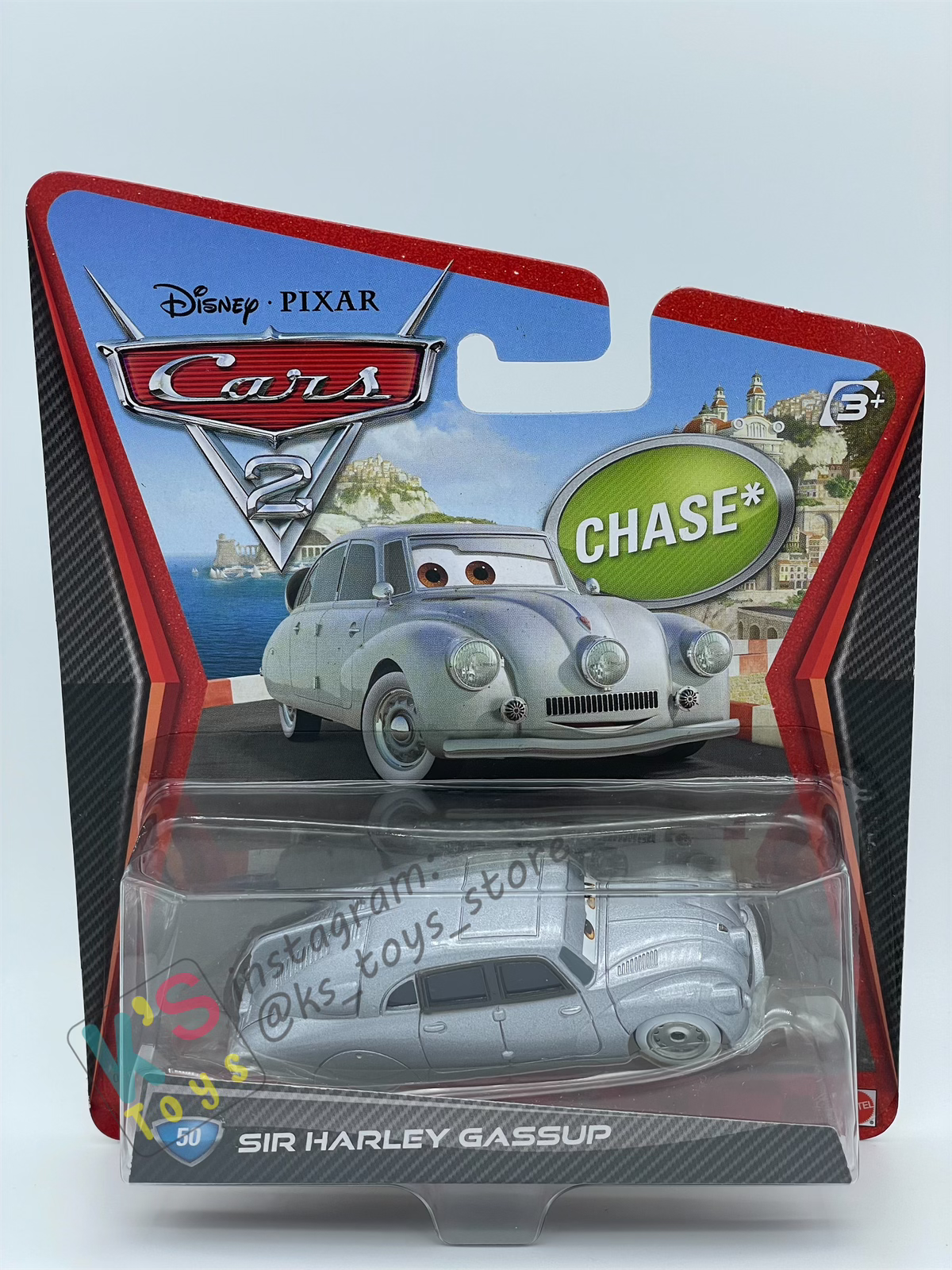 DISNEY PIXAR CARS BY MATTEL "SIR HARLEY GASSUP" CHASE CARS 2 SERIES - BNIP