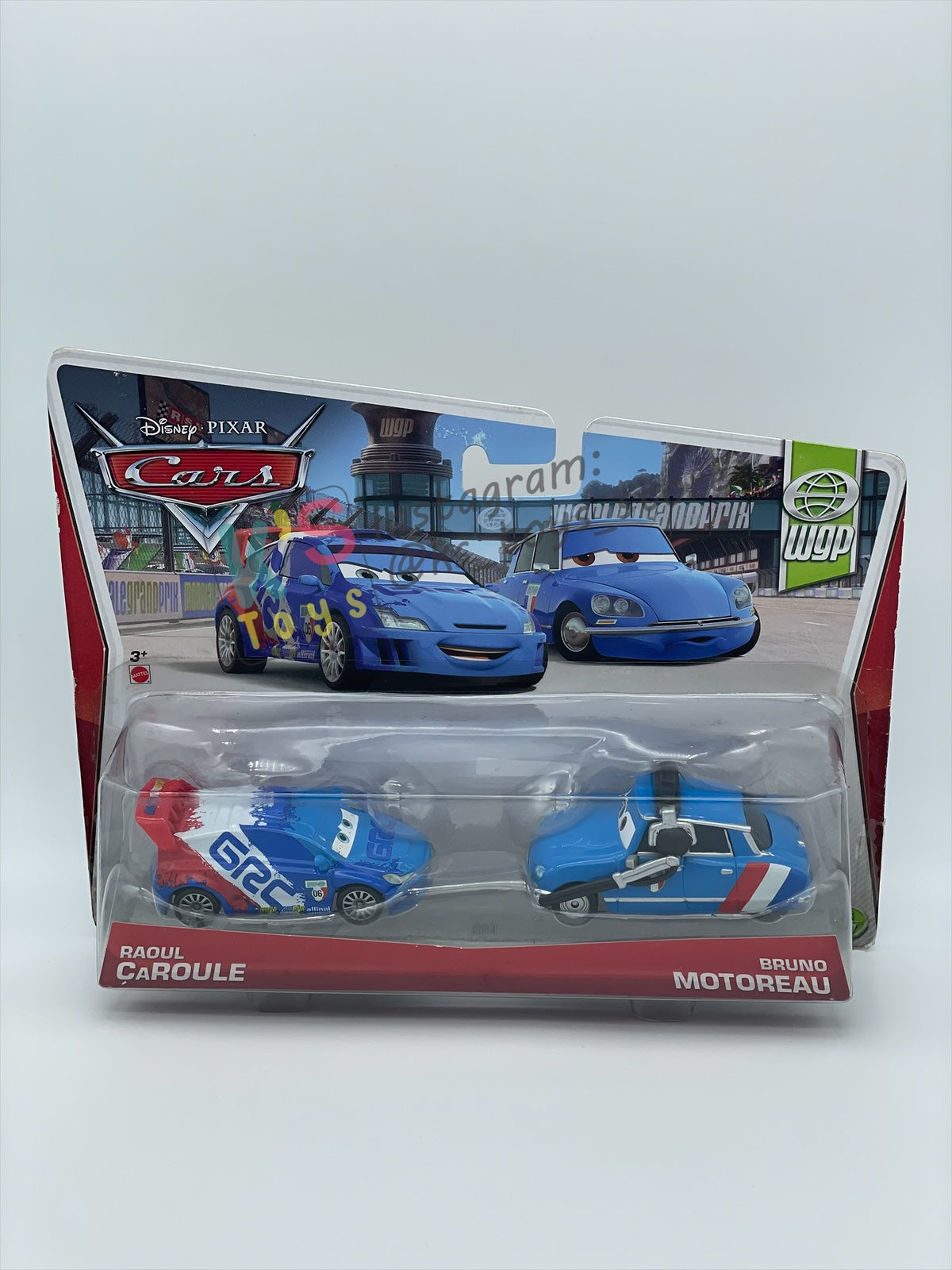 Disney Pixar Cars 1:55 2-Pack by Mattel, "RAOUL CAROULE & BRUNO MOTOREAU" - WGP CARS 2 - BNIP