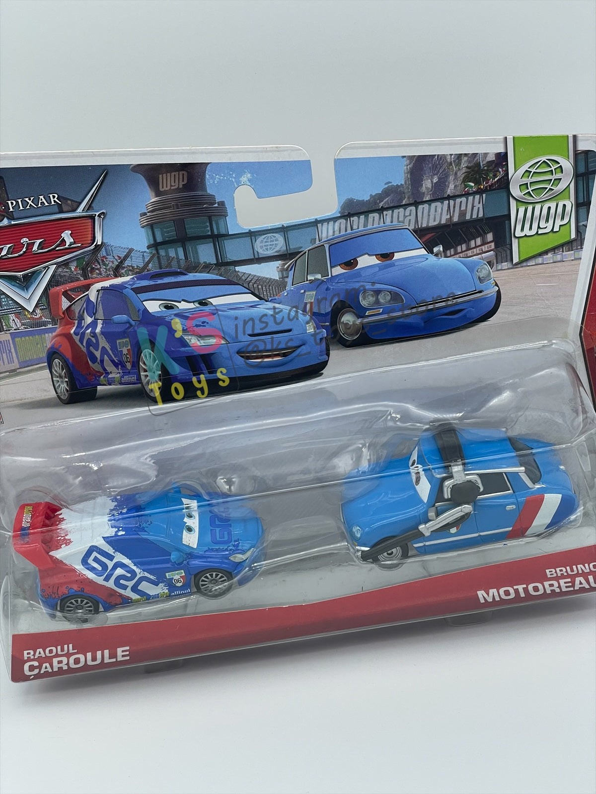 Disney Pixar Cars 1:55 2-Pack by Mattel, "RAOUL CAROULE & BRUNO MOTOREAU" - WGP CARS 2 - BNIP