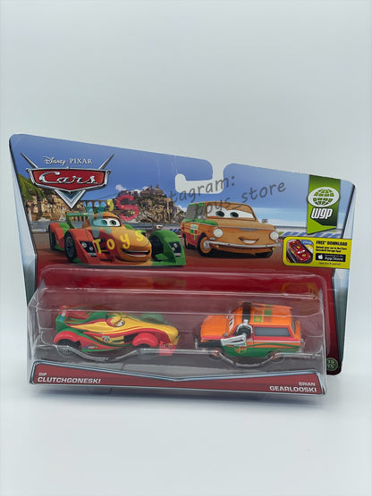 Disney Pixar Cars 1:55 2-Pack by Mattel, Rip Clutchgenski and Brian Gearlooski - WGP CARS 2 - BNIP