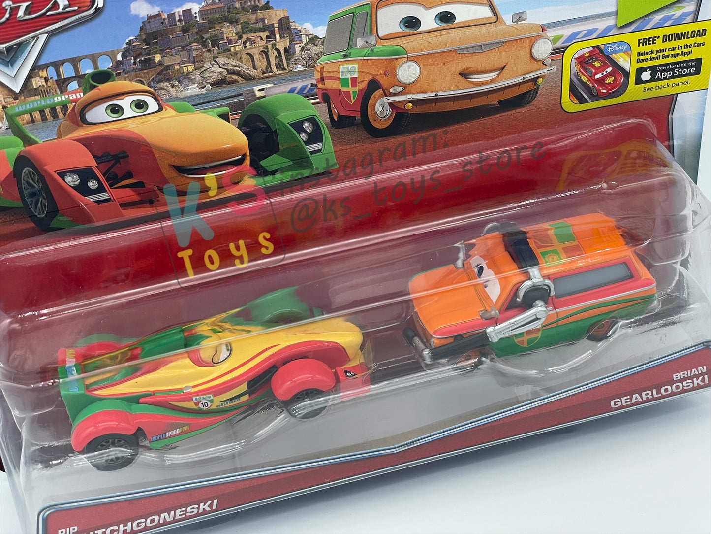 Disney Pixar Cars 1:55 2-Pack by Mattel, Rip Clutchgenski and Brian Gearlooski - WGP CARS 2 - BNIP