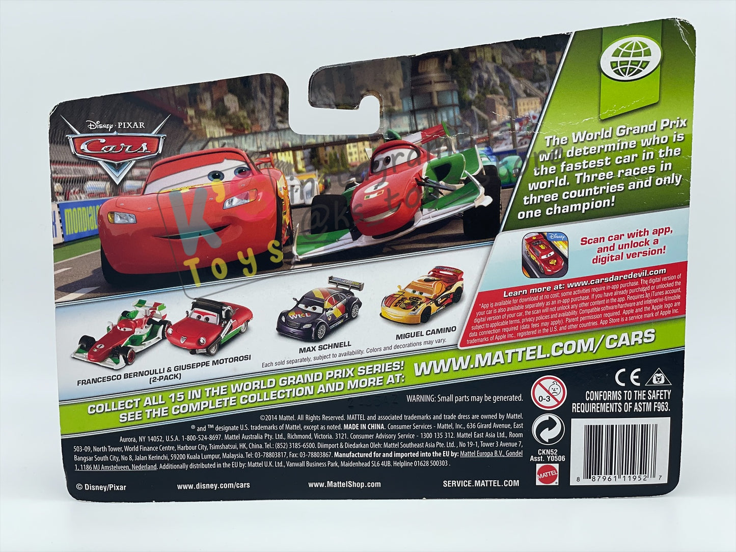 Disney Pixar Cars 1:55 2-Pack by Mattel, Rip Clutchgenski and Brian Gearlooski - WGP CARS 2 - BNIP