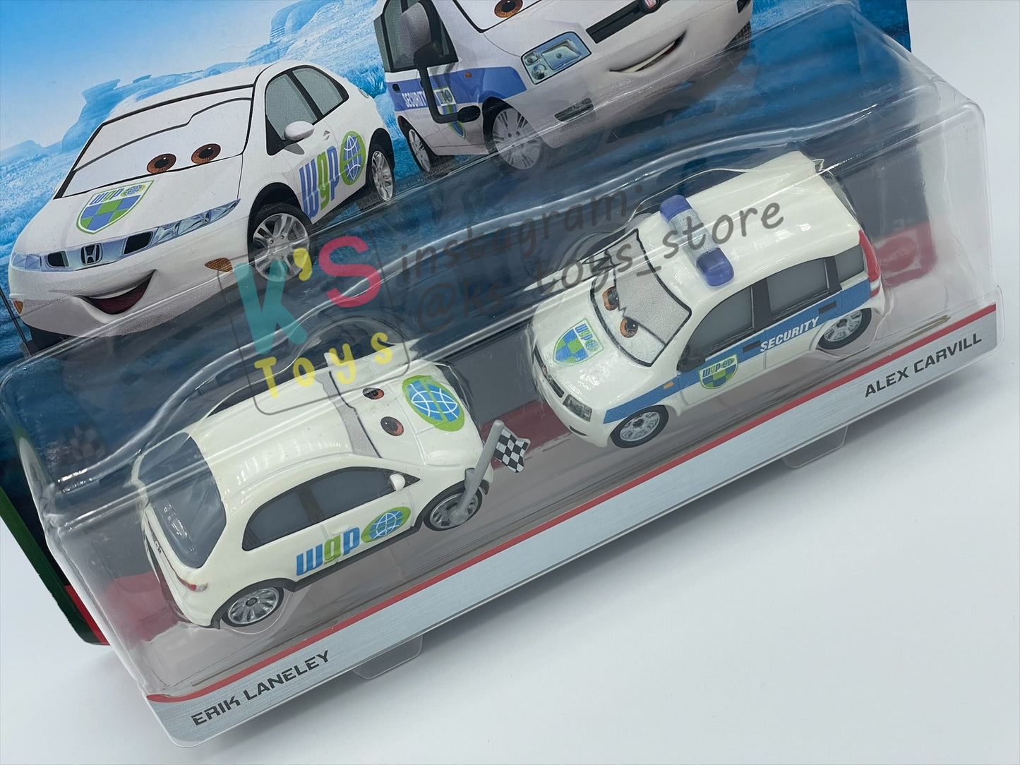 Disney Pixar Cars 1:55 2-Pack by Mattel, "ERIK LANELEY & ALEX CARVILL" - WGP CARS 2 - BNIP
