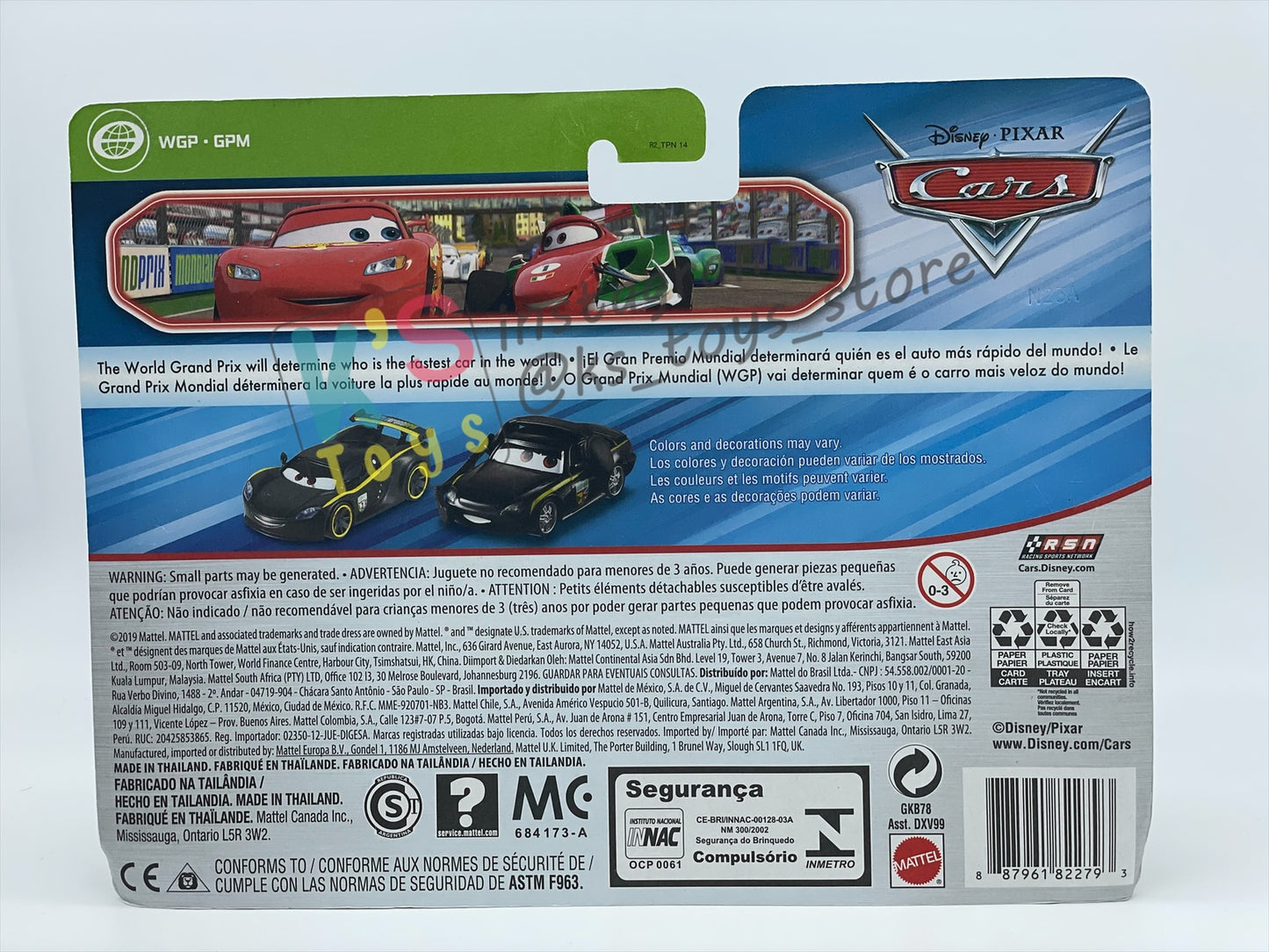 Disney Pixar Cars 1:55 2-Pack by Mattel, "LEWIS HAMILTON & BRUCE BOXMANN" - WGP CARS 2 - BNIP