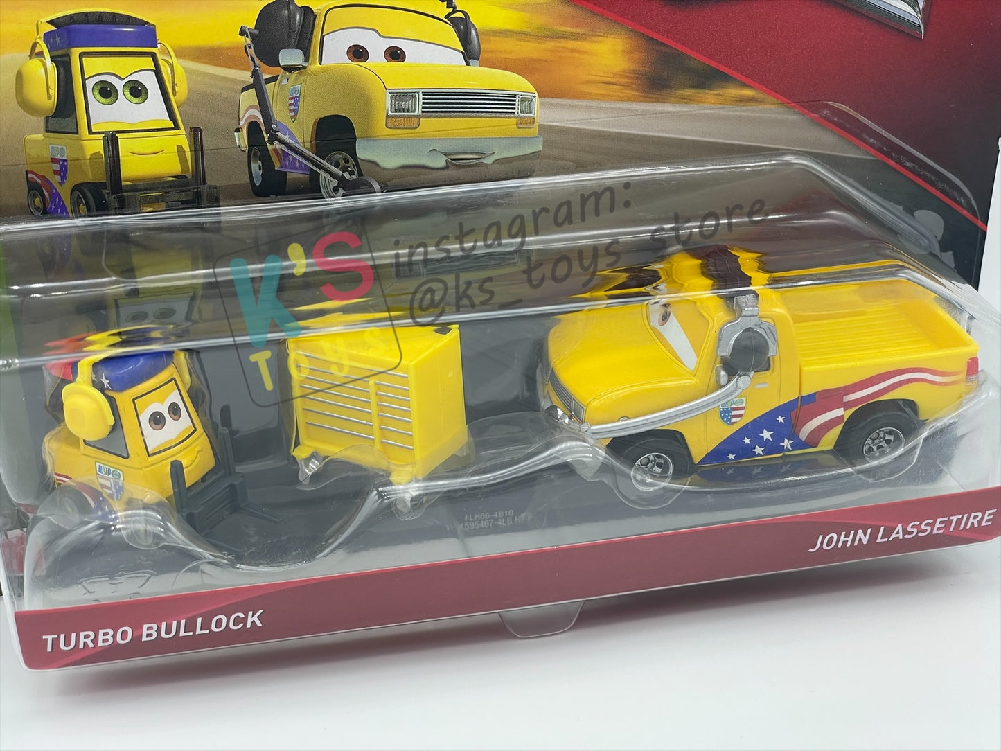 Disney Pixar Cars 1:55 2-Pack by Mattel, "TURBO BULLOCK & JOHN LASSETIRE" - WGP CARS 2 - BNIP
