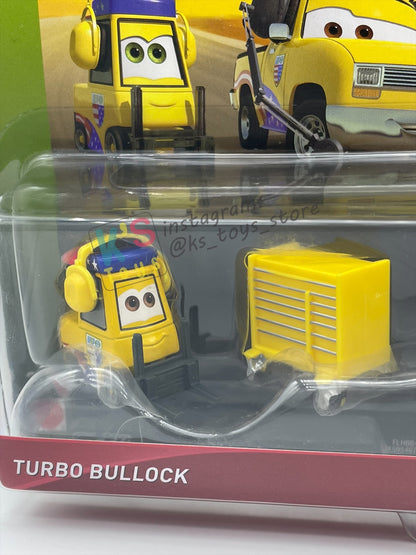 Disney Pixar Cars 1:55 2-Pack by Mattel, "TURBO BULLOCK & JOHN LASSETIRE" - WGP CARS 2 - BNIP