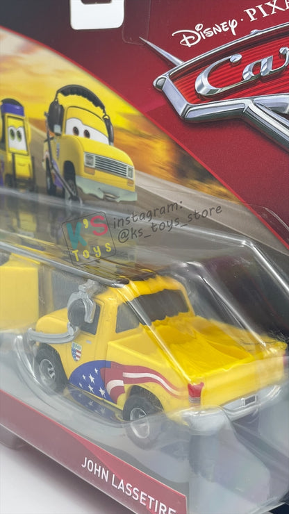 Disney Pixar Cars 1:55 2-Pack by Mattel, "TURBO BULLOCK & JOHN LASSETIRE" - WGP CARS 2 - BNIP