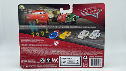 Disney Pixar Cars 1:55 2-Pack by Mattel, "TURBO BULLOCK & JOHN LASSETIRE" - WGP CARS 2 - BNIP