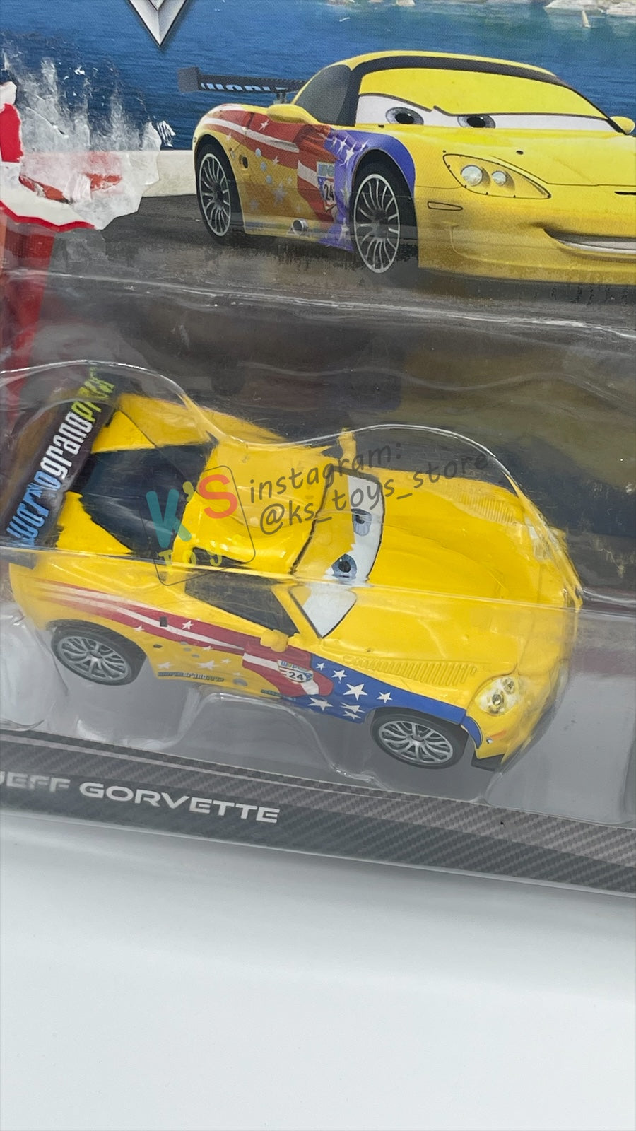 Disney Pixar Cars 1:55 2-Pack by Mattel, "JEFF GORVETTE & JOHN LASSETIRE" - WGP CARS 2 - BNIP CARD IS NOT IN MINT CONDITION!!