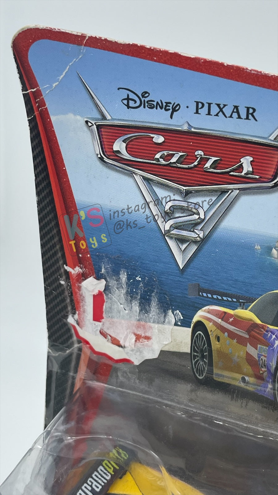 Disney Pixar Cars 1:55 2-Pack by Mattel, "JEFF GORVETTE & JOHN LASSETIRE" - WGP CARS 2 - BNIP CARD IS NOT IN MINT CONDITION!!