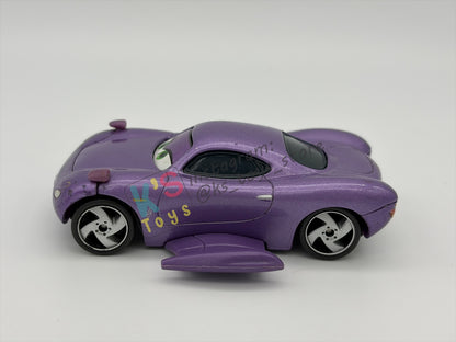 PRE-OWNED / LOOSE DELUXE DISNEY PIXAR CARS BY MATTEL - "HOLLEY SHIFTWELL WITH WINGS" CARS 2 PALACE CHAOS SERIES - GOOD CONDITION