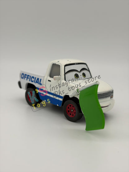 PRE-OWNED / LOOSE DISNEY PIXAR CARS BY MATTEL - "KRIS REVSTOPSKI (WITH GREEN FLAG)" - CARS 3 SERIES - GOOD CONDITION - READ DESCRIPTION!!!!!!!!!!!