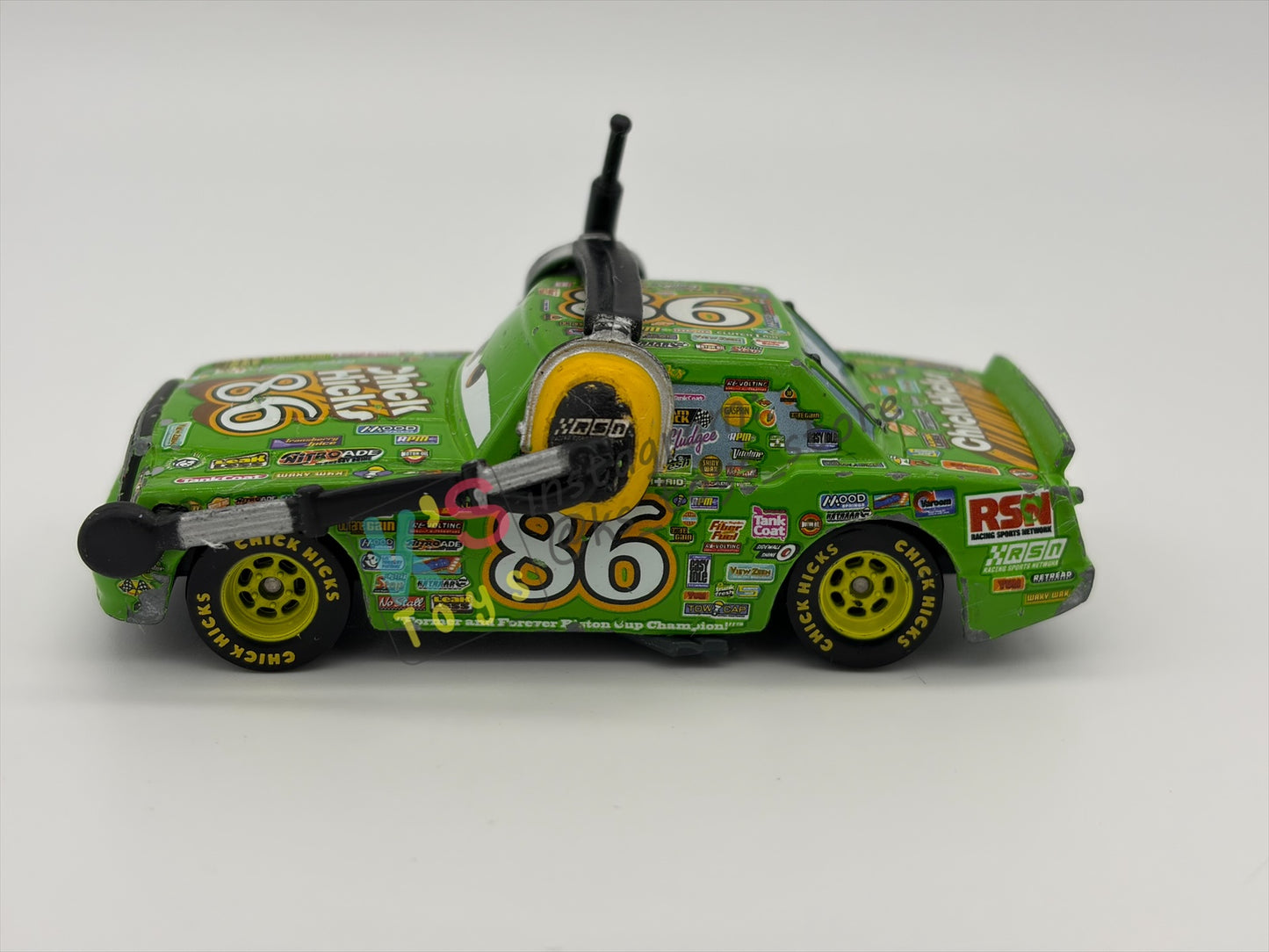 PRE-OWNED / LOOSE DISNEY PIXAR CARS BY MATTEL - "CHICK HICKS WITH HEADSET" - CARS 3 SERIES - PLAYED CONDITION - READ DESCRIPTION!!!!!!!!!!!