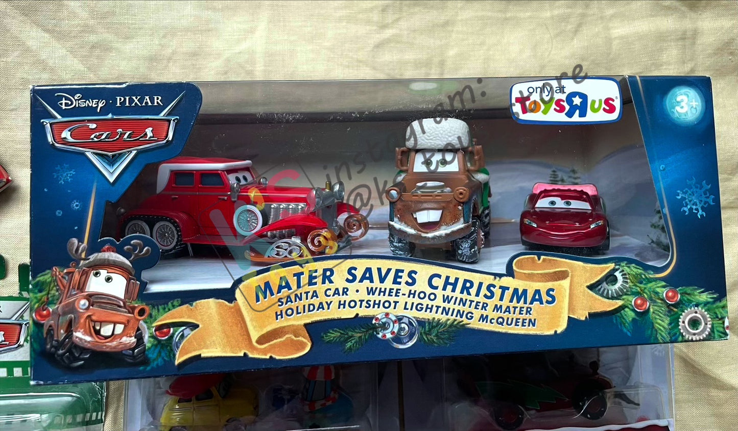 BUNDLE OF CHRISTMAS SERIES SET of Disney Pixar Cars by MATTEL, 13 pcs BNIP Single Cars, 1x #pack gift set of Santa Cars and 1x Displayed condition of Clutch Kringle - BNIP