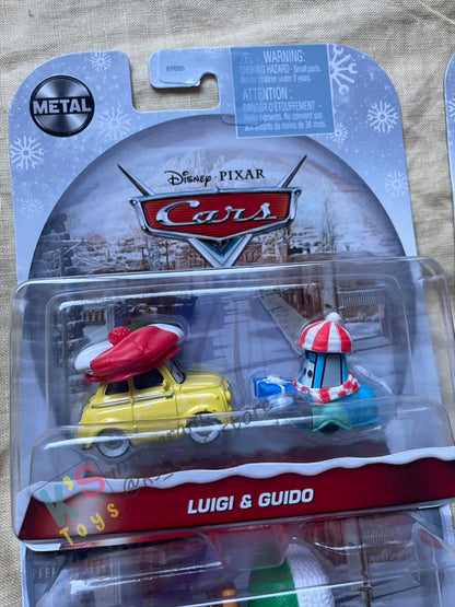 BUNDLE OF CHRISTMAS SERIES SET of Disney Pixar Cars by MATTEL, 13 pcs BNIP Single Cars, 1x #pack gift set of Santa Cars and 1x Displayed condition of Clutch Kringle - BNIP