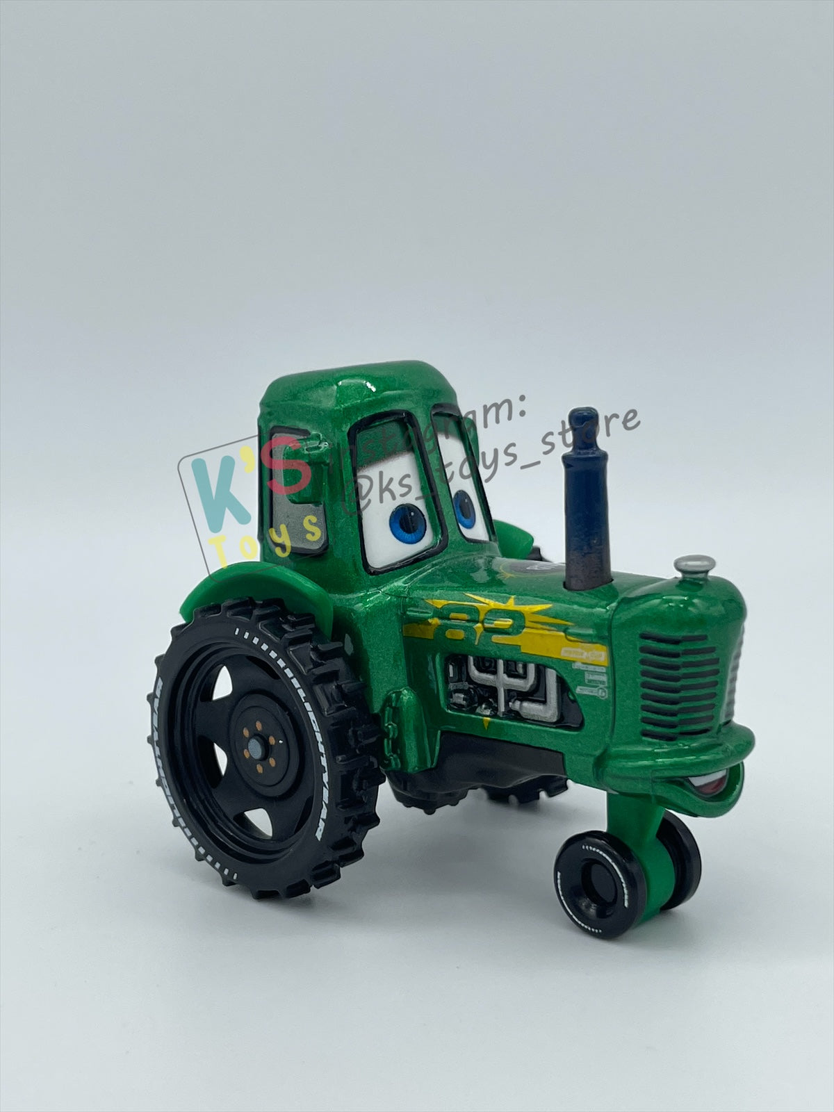 PRE-OWNED / LOOSE DISNEY PIXAR CARS 1:55 BY MATTEL - "SHINY WAX RACING TRACTOR" TRACTOR TRAINING SERIES - MINT CONDITION