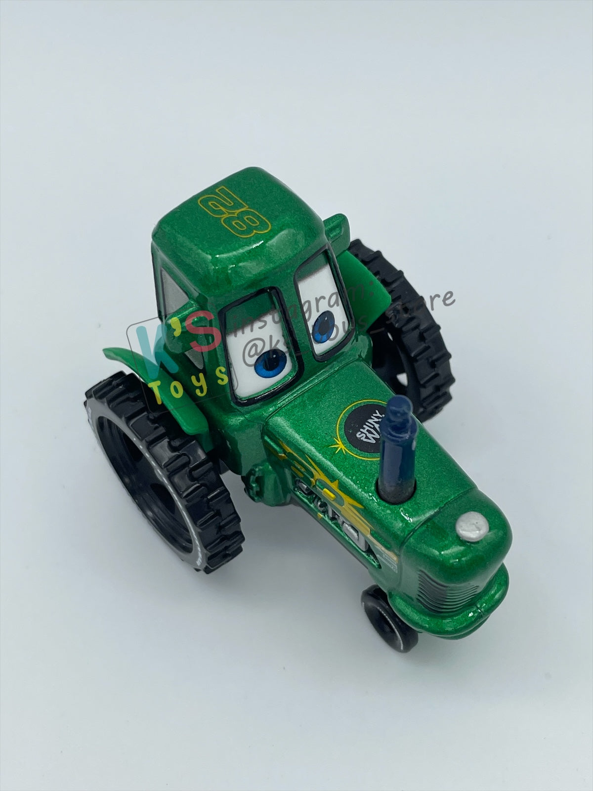 PRE-OWNED / LOOSE DISNEY PIXAR CARS 1:55 BY MATTEL - "SHINY WAX RACING TRACTOR" TRACTOR TRAINING SERIES - MINT CONDITION