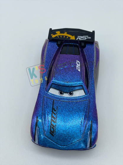 PRE-OWNED / LOOSE DISNEY PIXAR CARS 1:55 BY MATTEL - "RS 24H ENDURANCE RACE JACKSON STORM" RS 24H ENDURANCE RACE SERIES - MINT CONDITION