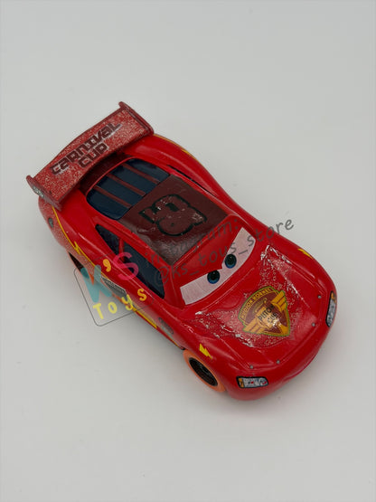 PRE-OWNED / LOOSE DISNEY PIXAR CARS 1:55 BY MATTEL - "CARNIVAL CUP LIGHTNING MCQUEEN ORANGE WHEELS" CARNIVAL CUP SERIES - GOOD CONDITION - READ DESCRIPTION!!!!!!!!!!