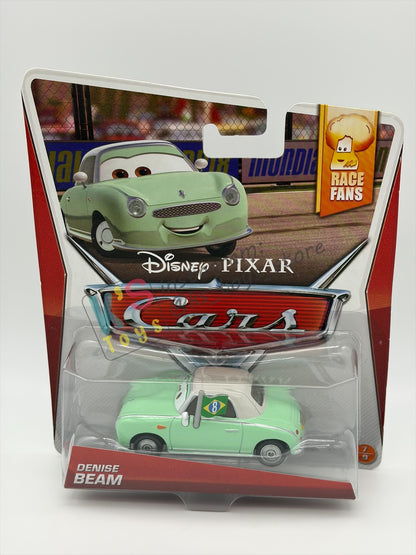 DISNEY PIXAR CARS BY MATTEL, DENISE BEAM (UNIBODY) - RACE FANS SERIES - BNIP