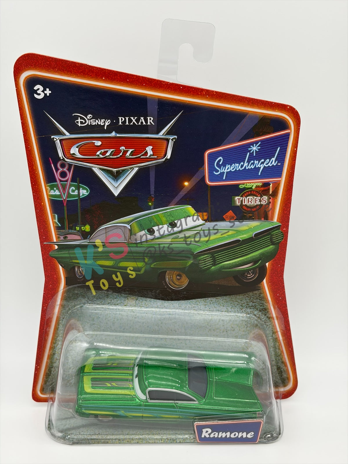 DISNEY PIXAR CARS BY MATTEL, GREEN RAMONE - SUPERCHARGED SERIES - BNIP
