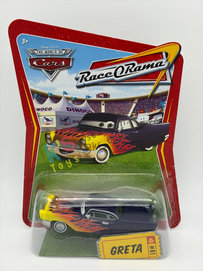 DISNEY PIXAR CARS BY MATTEL, "GRETA" - RACE ORAMA SERIES - BNIP