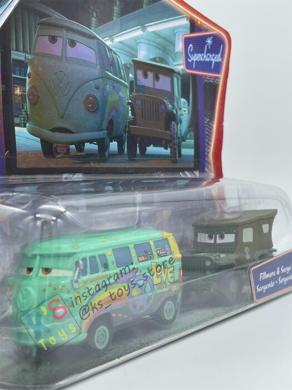 Disney Pixar Cars 1:55 2-Pack by Mattel - "FILLMORE AND SARGE" - Supercharged - BNIP