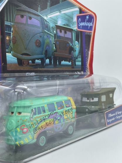 Disney Pixar Cars 1:55 2-Pack by Mattel - "FILLMORE AND SARGE" - Supercharged - BNIP