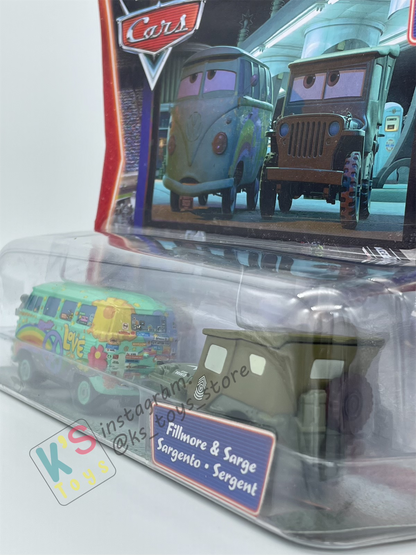 Disney Pixar Cars 1:55 2-Pack by Mattel - "FILLMORE AND SARGE" - Supercharged - BNIP