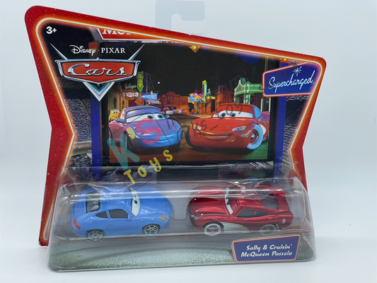 Disney Pixar Cars 1:55 2-Pack by Mattel - "SALLY AND CRUISING LIGHTNING MCQUEEN" - Supercharged - BNIP