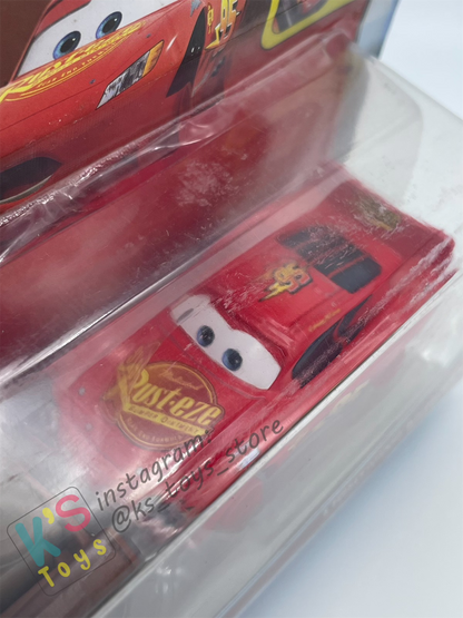 Disney Pixar Cars 1:55 by Mattel 2-Pack MATER WITH NO TIRES AND LIGHTNING MCQUEEN WITH NO TIRES - 95 RETURNS SERIES - BNIP