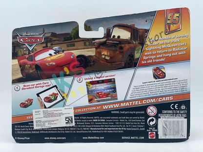 Disney Pixar Cars 1:55 by Mattel 2-Pack MATER WITH NO TIRES AND LIGHTNING MCQUEEN WITH NO TIRES - 95 RETURNS SERIES - BNIP