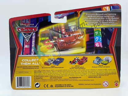 Disney Pixar Cars 1:55 by Mattel 2-Pack FRANCESCO AND KA-CIAO LIGHTNING MCQUEEN - MOVIE MOMENTS SERIES - BNIP (Blister has small dent)
