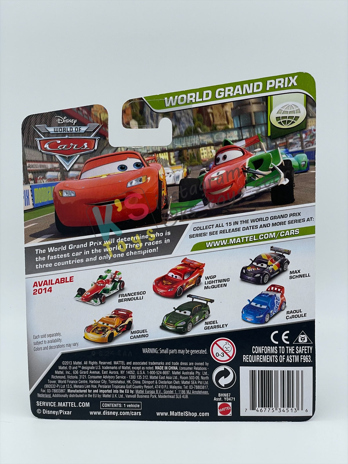 DISNEY PIXAR CARS BY MATTEL, "WGP LIGHTNING MCQUEEN (UNIBODY VARIANT)" - WGP SERIES - BNIP