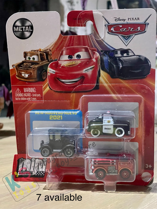 MINI RACERS DISNEY PIXAR CARS 3-PACK LIZZIE, SHERIFF, AND RED - BNIP