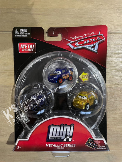 MINI RACERS DISNEY PIXAR CARS 3-PACK METALLIC FABULOUS LMQ, METALLIC JACKSON STORM AND METALLIC CRUZ RAMIREZ (METALLIC SERIES) - BNIP