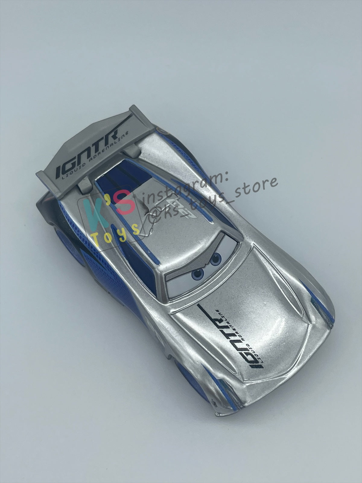 PRE-OWNED / LOOSE DISNEY PIXAR CARS BY MATTEL - "SILVER JACKSON STORM" - SILVER METALLIC FINISH SERIES - MINT / NEAR MINT CONDITION - READ DESCRIPTION!!!!!!!!!!!