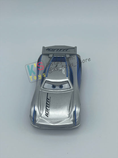 PRE-OWNED / LOOSE DISNEY PIXAR CARS BY MATTEL - "SILVER JACKSON STORM" - SILVER METALLIC FINISH SERIES - MINT / NEAR MINT CONDITION - READ DESCRIPTION!!!!!!!!!!!