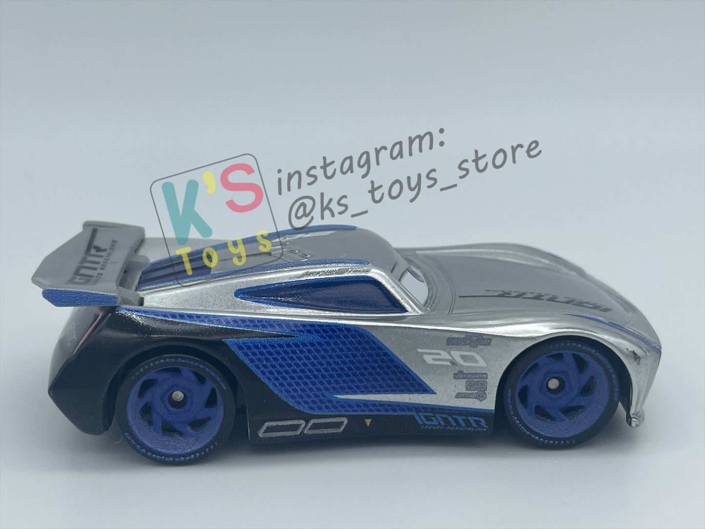 PRE-OWNED / LOOSE DISNEY PIXAR CARS BY MATTEL - "SILVER JACKSON STORM" - SILVER METALLIC FINISH SERIES - MINT / NEAR MINT CONDITION - READ DESCRIPTION!!!!!!!!!!!