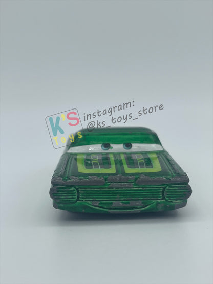 PRE-OWNED / LOOSE DISNEY PIXAR CARS BY MATTEL - "GREEN RAMONE" - PLAYED WITH CONDITION - READ DESCRIPTION!!!!!!!!!!!