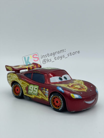 PRE-OWNED / LOOSE DISNEY PIXAR CARS BY MATTEL - "NEON METALLIC DECO LIGHNTING MCQUEEN" - NEON RACERS SERIES - PLAYED WITH GOOD CONDITION - READ DESCRIPTION!!!!!!!!!!!