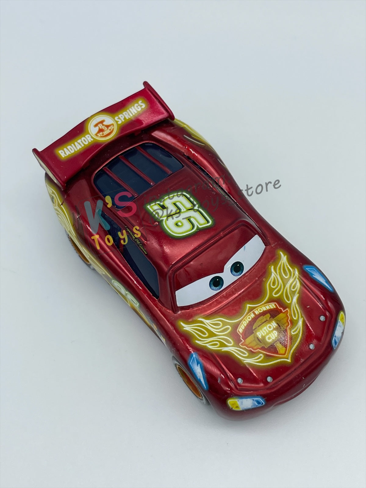 PRE-OWNED / LOOSE DISNEY PIXAR CARS BY MATTEL - "NEON METALLIC DECO LIGHNTING MCQUEEN" - NEON RACERS SERIES - PLAYED WITH GOOD CONDITION - READ DESCRIPTION!!!!!!!!!!!