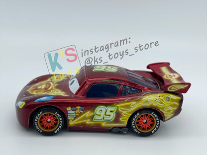 PRE-OWNED / LOOSE DISNEY PIXAR CARS BY MATTEL - "NEON METALLIC DECO LIGHNTING MCQUEEN" - NEON RACERS SERIES - PLAYED WITH GOOD CONDITION - READ DESCRIPTION!!!!!!!!!!!