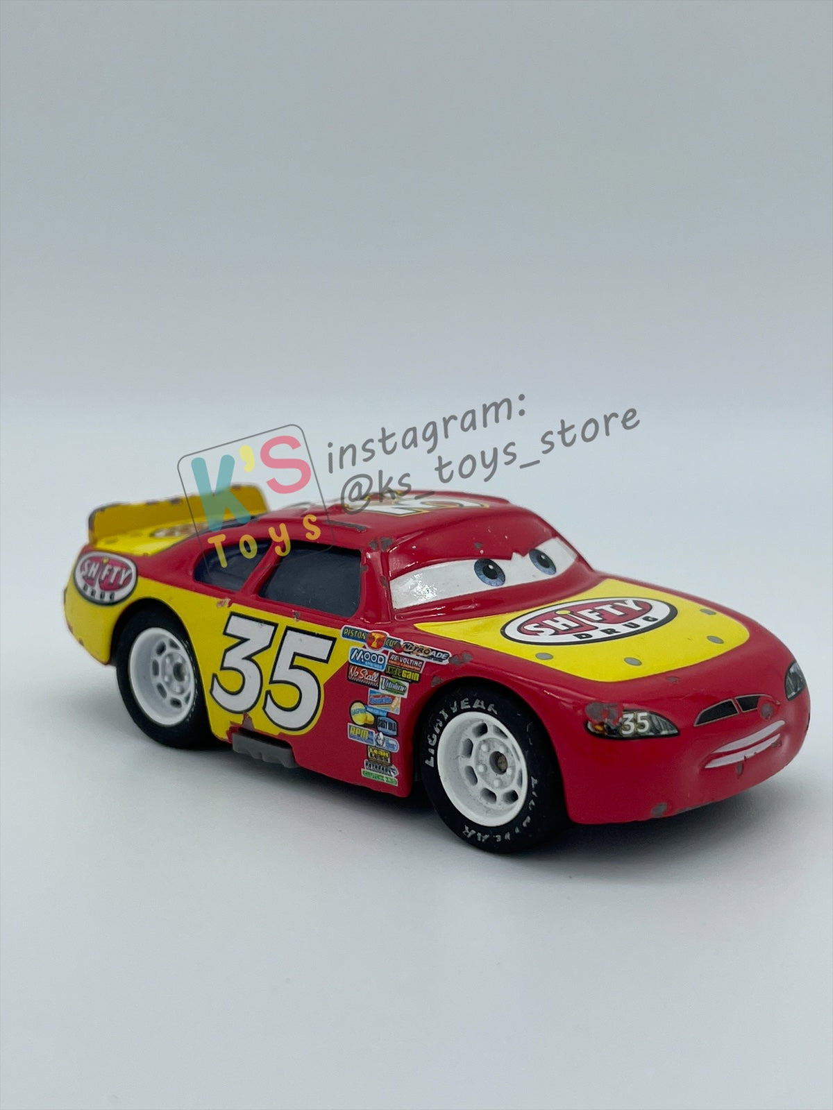 PRE-OWNED / LOOSE DISNEY PIXAR CARS BY MATTEL - "KEVING RACINGTIRE RUBBER TIRES" - PLAYED WITH CONDITION - READ DESCRIPTION!!!!!!!!!!!