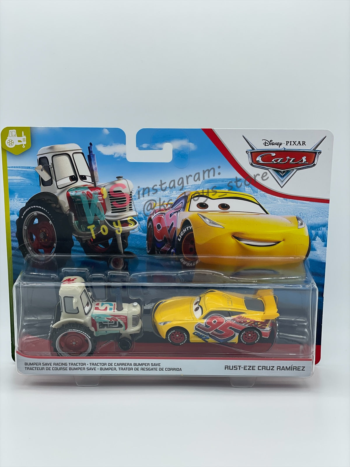 Disney Pixar Cars 1:55 2-Pack Bumper Save Racing Tractor and Rust-eze Cruz Ramirez - BNIP
