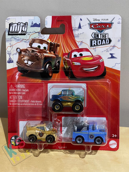 MINI RACERS DISNEY PIXAR CARS 3-PACK PRESIDENT MATER, METALLIC IVY AND DEPUTY LIGHTNING MCQUEEN - BNIP