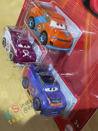 MINI RACERS DISNEY PIXAR CARS 3-PACK RYAN INSIDE LANEY, BARRY DEPEDAL, AND FLIP DOVER - BNIP